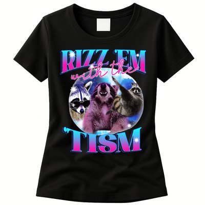 Autism Funny Rizz Em With The Tism Meme Autistic Opossum Womens T-Shirt