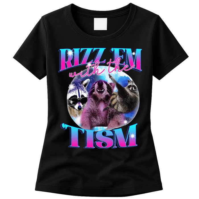 Autism Funny Rizz Em With The Tism Meme Autistic Opossum Womens T-Shirt