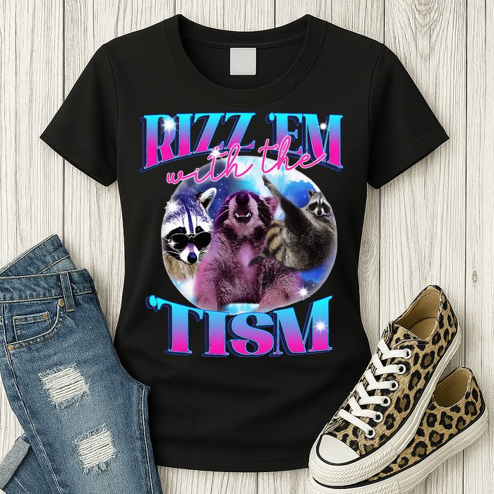 Autism Funny Rizz Em With The Tism Meme Autistic Opossum Womens T-Shirt