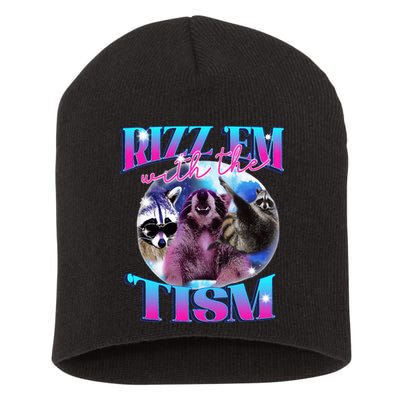 Autism Funny Rizz Em With The Tism Meme Autistic Opossum Short Acrylic Beanie