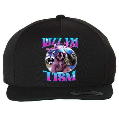 Autism Funny Rizz Em With The Tism Meme Autistic Opossum Wool Snapback Cap