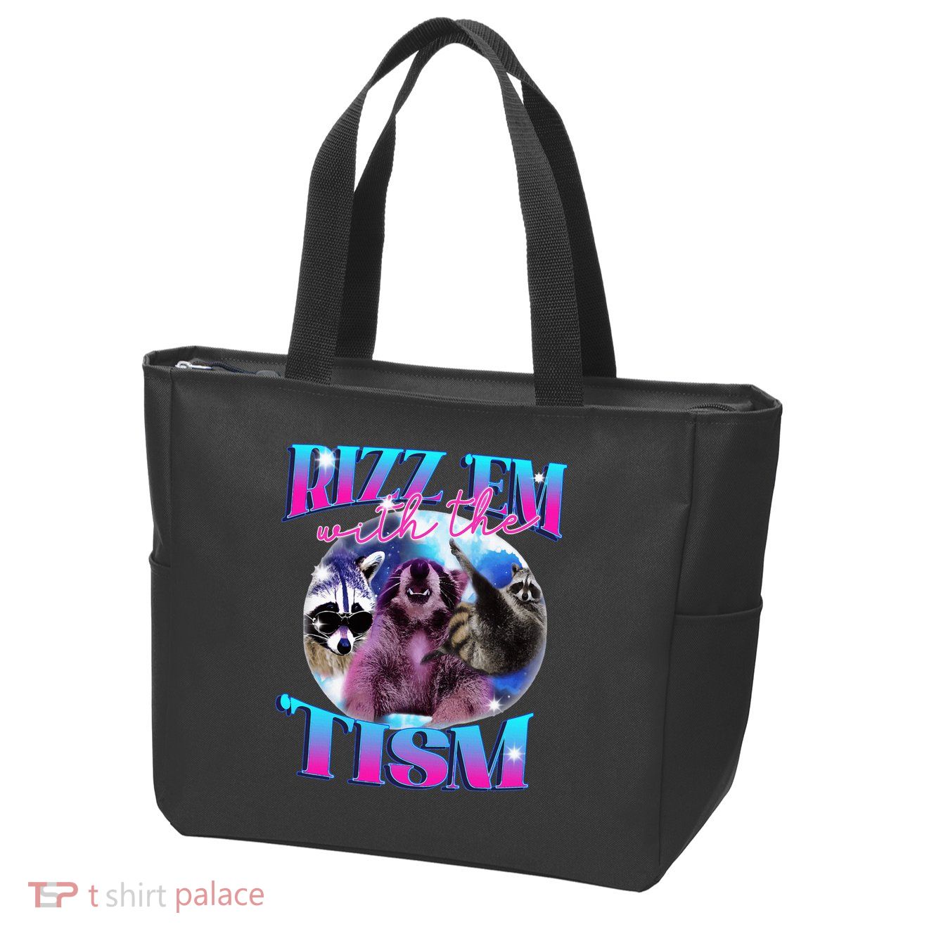 Autism Funny Rizz Em With The Tism Meme Autistic Opossum Zip Tote Bag