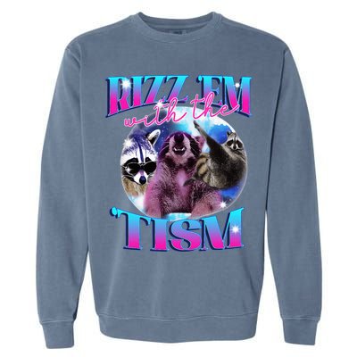 Autism Funny Rizz Em With The Tism Meme Autistic Opossum Garment-Dyed Sweatshirt
