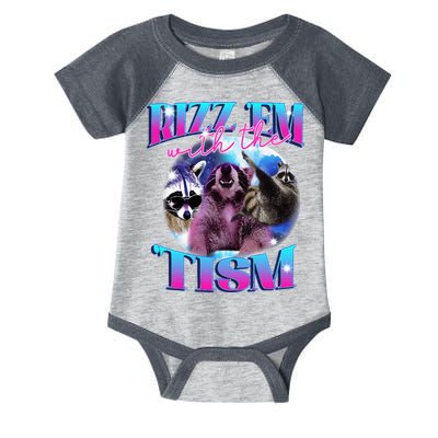 Autism Funny Rizz Em With The Tism Meme Autistic Opossum Infant Baby Jersey Bodysuit