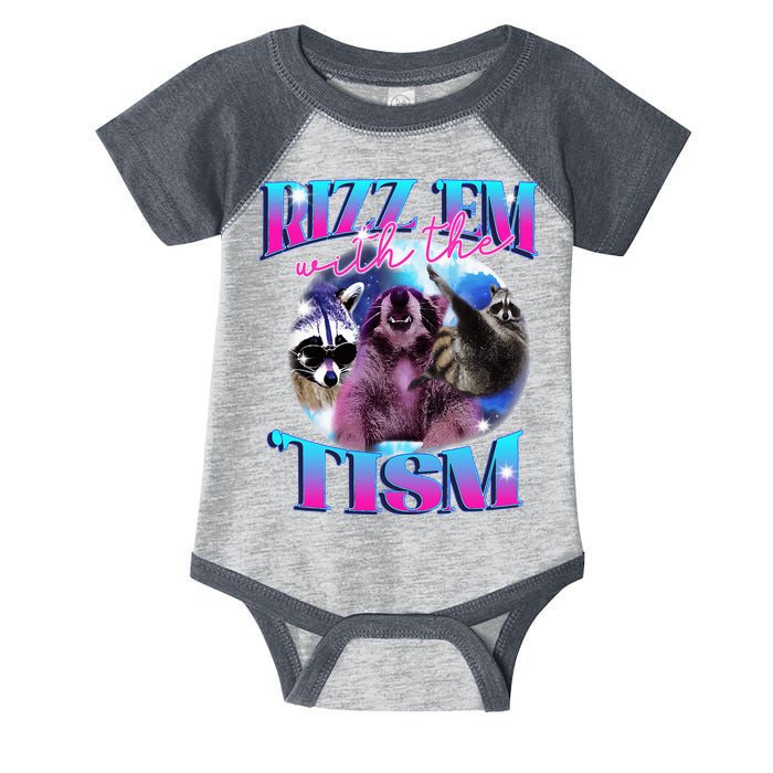 Autism Funny Rizz Em With The Tism Meme Autistic Opossum Infant Baby Jersey Bodysuit