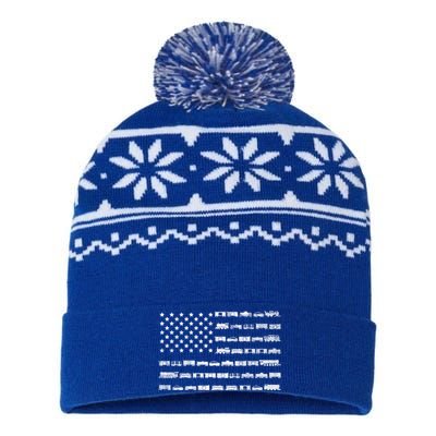 American Flag Railroad Train Conductor Gift USA-Made Snowflake Beanie