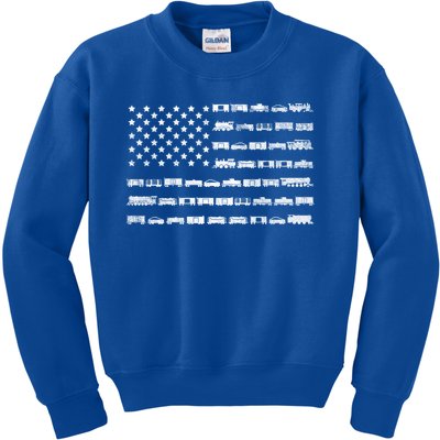 American Flag Railroad Train Conductor Gift Kids Sweatshirt