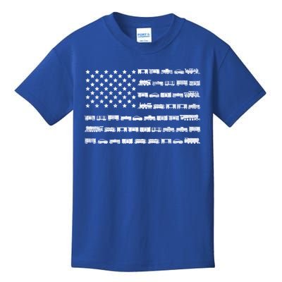 American Flag Railroad Train Conductor Gift Kids T-Shirt