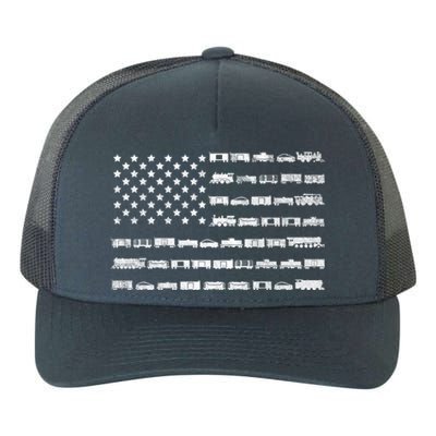 American Flag Railroad Train Conductor Gift Yupoong Adult 5-Panel Trucker Hat