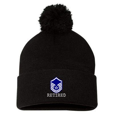 Air Force Retired E7 Master Sergeant Pom Pom 12in Knit Beanie