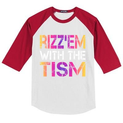 Autism Funny Rizz Em With The Tism Meme Autistic Awareness Meaningful Gift Kids Colorblock Raglan Jersey