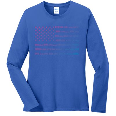 American Flag Railroad Train Conductor Gift Ladies Long Sleeve Shirt