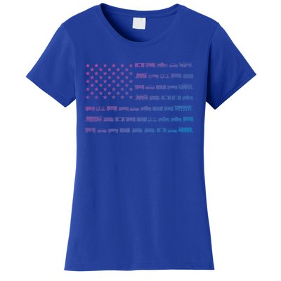 American Flag Railroad Train Conductor Gift Women's T-Shirt