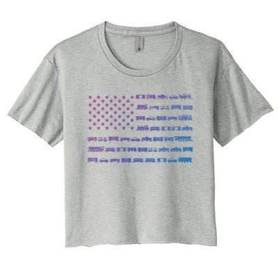 American Flag Railroad Train Conductor Gift Women's Crop Top Tee