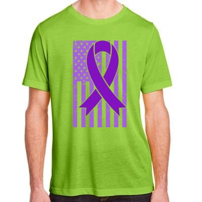 American Flag Ribbon Purple Sarcoidosis Awareness Great Gift Adult ChromaSoft Performance T-Shirt