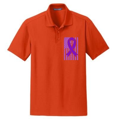 American Flag Ribbon Purple Sarcoidosis Awareness Great Gift Dry Zone Grid Polo