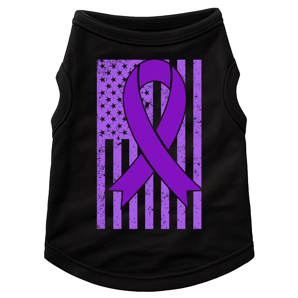 American Flag Ribbon Purple Sarcoidosis Awareness Great Gift Doggie Tank