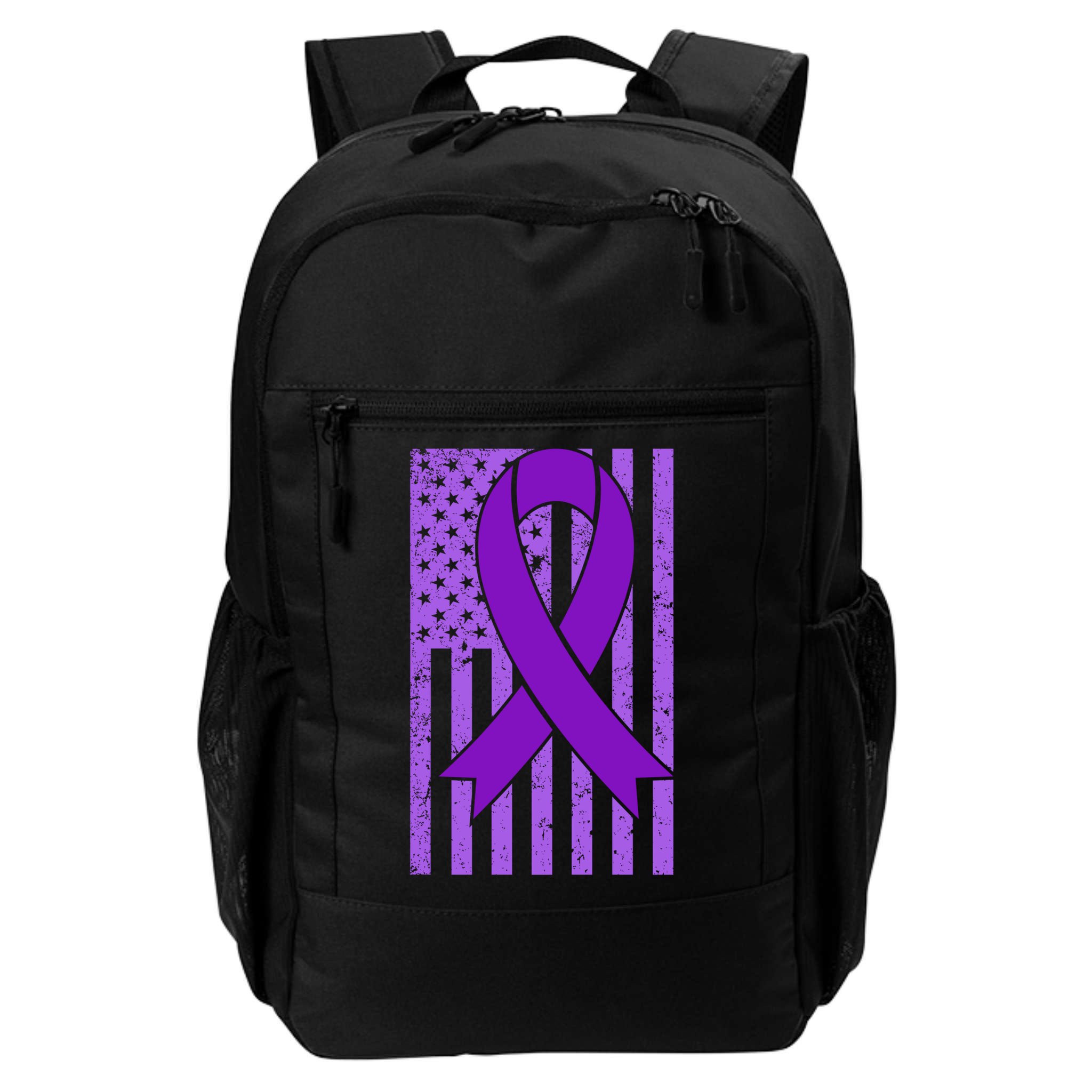 American Flag Ribbon Purple Sarcoidosis Awareness Great Gift Backpack