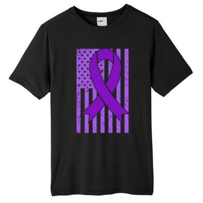 American Flag Ribbon Purple Sarcoidosis Awareness Great Gift Tall Fusion ChromaSoft Performance T-Shirt