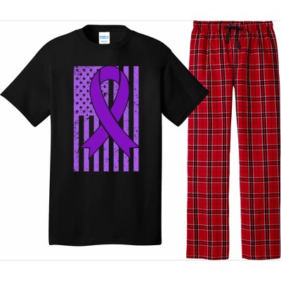 American Flag Ribbon Purple Sarcoidosis Awareness Great Gift Pajama Set