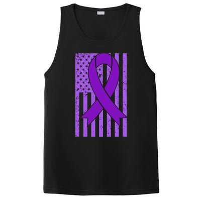 American Flag Ribbon Purple Sarcoidosis Awareness Great Gift PosiCharge Competitor Tank