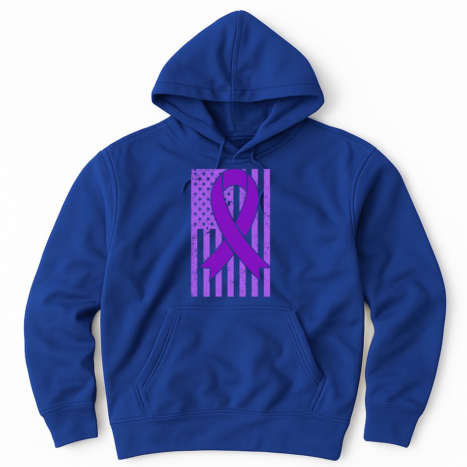 American Flag Ribbon Purple Sarcoidosis Awareness Great Gift Hoodie