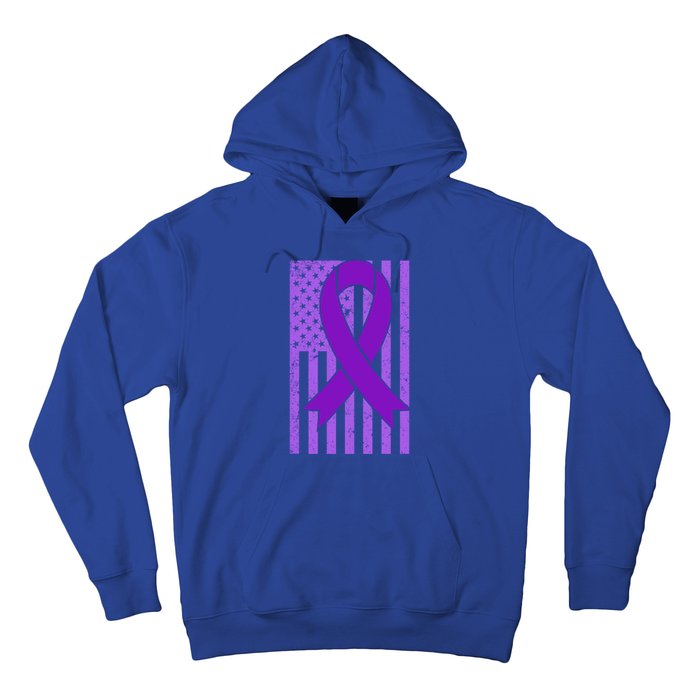 American Flag Ribbon Purple Sarcoidosis Awareness Great Gift Hoodie