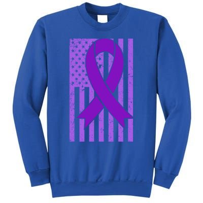 American Flag Ribbon Purple Sarcoidosis Awareness Great Gift Sweatshirt