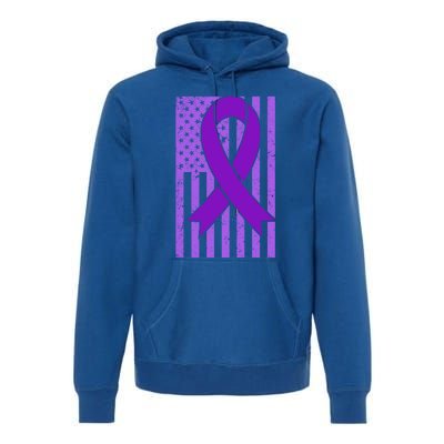 American Flag Ribbon Purple Sarcoidosis Awareness Great Gift Premium Hoodie