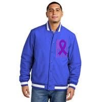 American Flag Ribbon Purple Sarcoidosis Awareness Great Gift Insulated Varsity Jacket