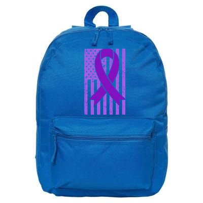 American Flag Ribbon Purple Sarcoidosis Awareness Great Gift 16 in Basic Backpack