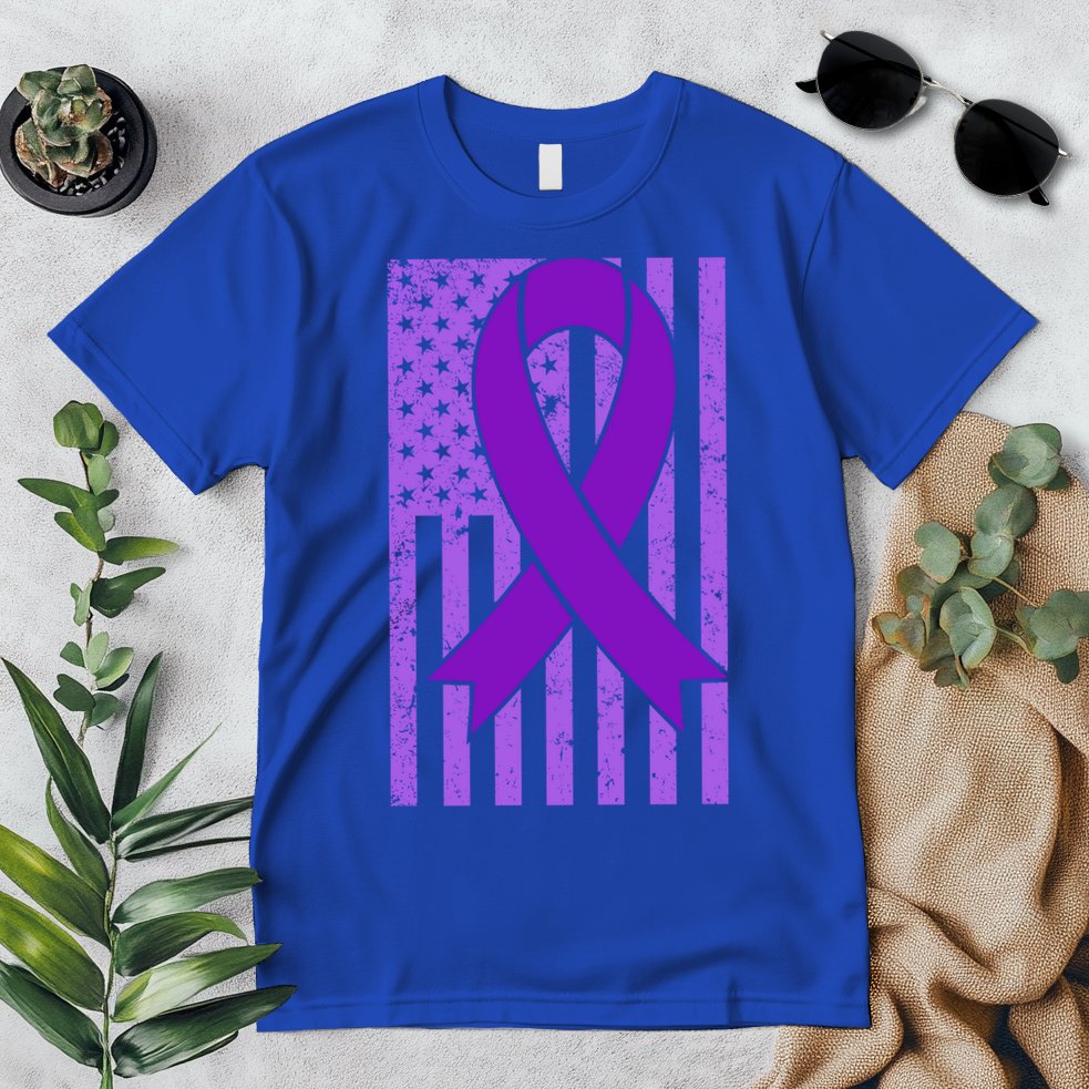 American Flag Ribbon Purple Sarcoidosis Awareness Great Gift Premium T-Shirt