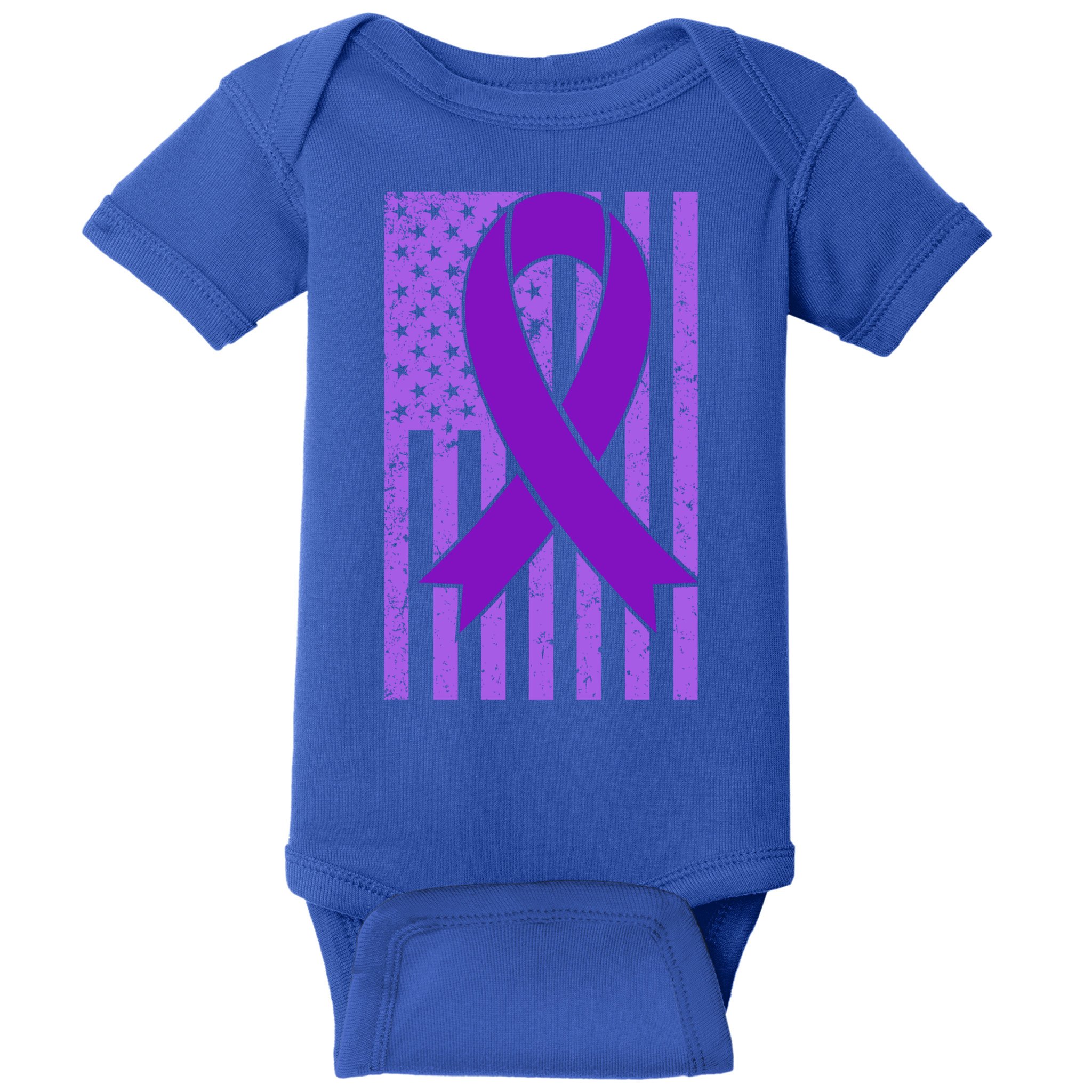 American Flag Ribbon Purple Sarcoidosis Awareness Great Gift Baby Bodysuit