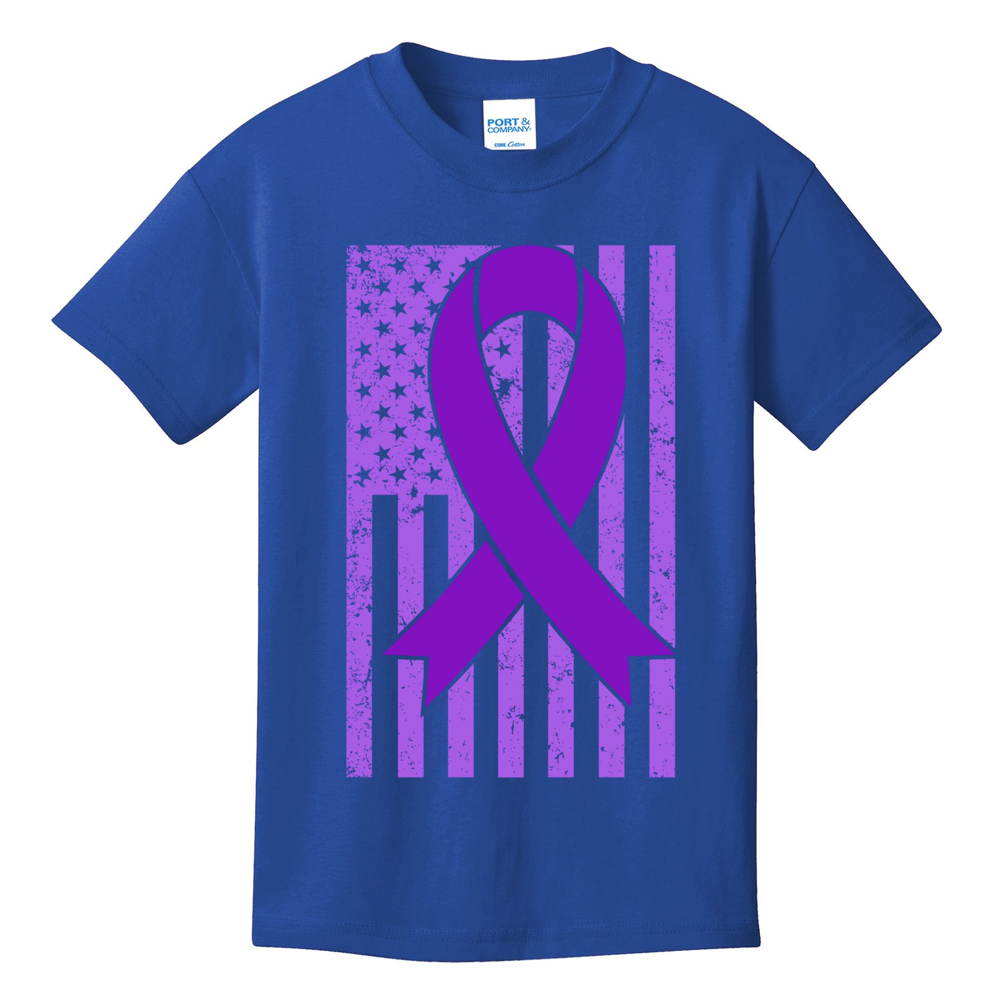 American Flag Ribbon Purple Sarcoidosis Awareness Great Gift Kids T-Shirt