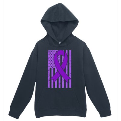 American Flag Ribbon Purple Sarcoidosis Awareness Great Gift Urban Pullover Hoodie