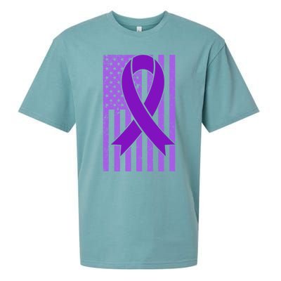 American Flag Ribbon Purple Sarcoidosis Awareness Great Gift Sueded Cloud Jersey T-Shirt