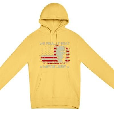 American Flag Retro We Finally Beat Medicare Funny Biden Premium Pullover Hoodie