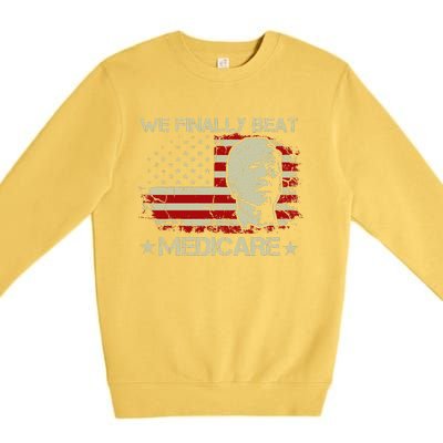 American Flag Retro We Finally Beat Medicare Funny Biden Premium Crewneck Sweatshirt