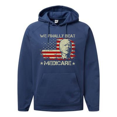 American Flag Retro We Finally Beat Medicare Funny Biden Performance Fleece Hoodie