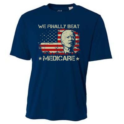 American Flag Retro We Finally Beat Medicare Funny Biden Cooling Performance Crew T-Shirt