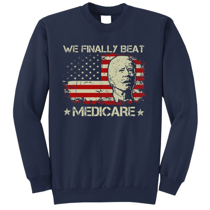 American Flag Retro We Finally Beat Medicare Funny Biden Sweatshirt