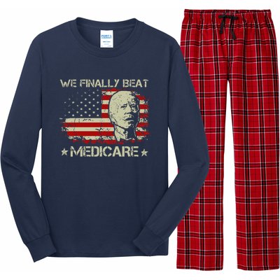 American Flag Retro We Finally Beat Medicare Funny Biden Long Sleeve Pajama Set