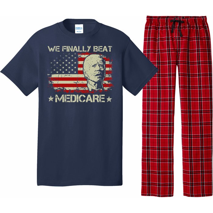 American Flag Retro We Finally Beat Medicare Funny Biden Pajama Set