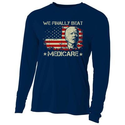 American Flag Retro We Finally Beat Medicare Funny Biden Cooling Performance Long Sleeve Crew