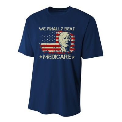 American Flag Retro We Finally Beat Medicare Funny Biden Performance Sprint T-Shirt