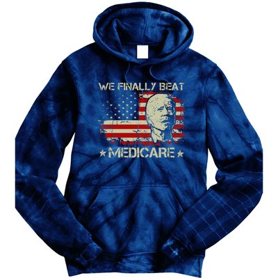 American Flag Retro We Finally Beat Medicare Funny Biden Tie Dye Hoodie