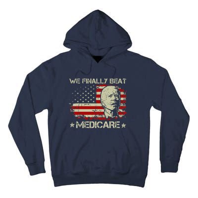 American Flag Retro We Finally Beat Medicare Funny Biden Tall Hoodie