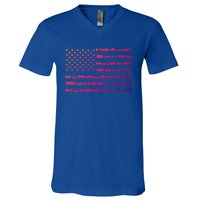 American Flag Railroad Train Conductor Gift V-Neck T-Shirt