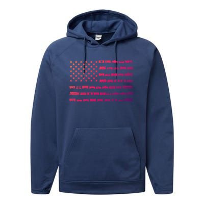 American Flag Railroad Train Conductor Gift Performance Fleece Hoodie