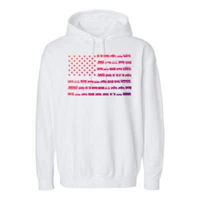 American Flag Railroad Train Conductor Gift Garment-Dyed Fleece Hoodie